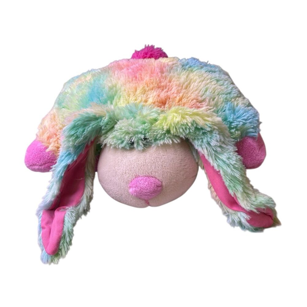Pillow Pets Pee Wees Rainbow Bunny Plush Pillow Stuffed Animal Toy Soft Pastel